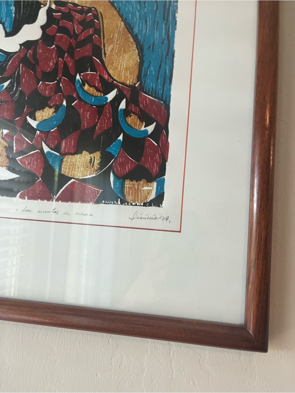 Framed Abstract Home Art Print in Blue, Red, Gold
